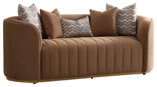 Ariana Velvet Loveseat, Caramel/Gold