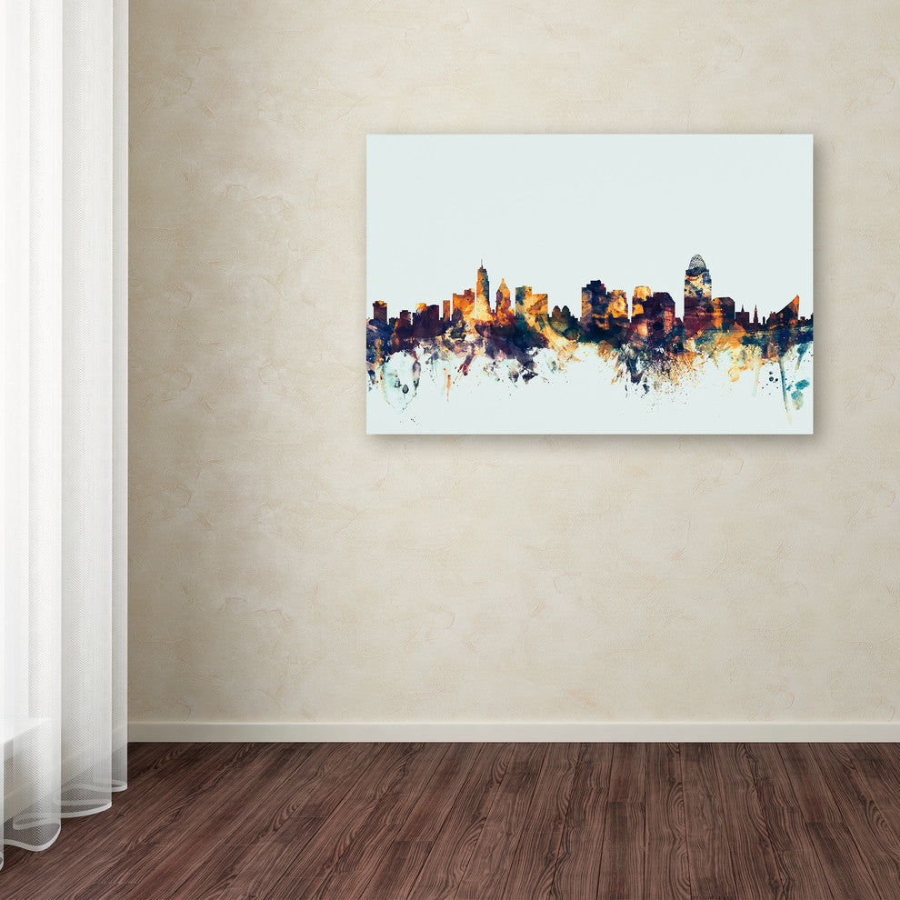 Michael Tompsett 'Cincinnati Ohio Skyline Blue' Canvas Art, 30x47