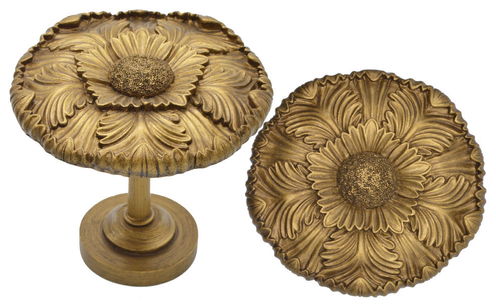 Large Dahlia Medallion Drapery Holdback, Renaissance Gold