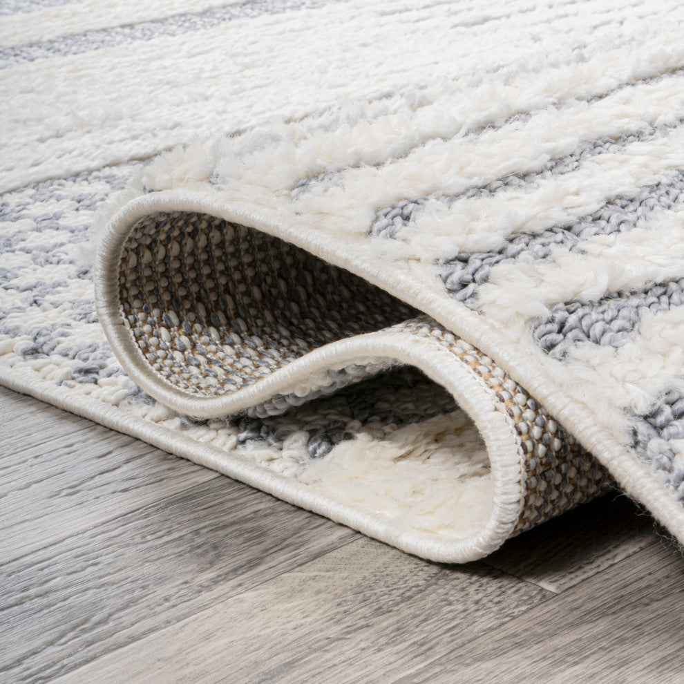 Kerstin Geometric High-Low Cream/Gray 2'x8' Runner Rug