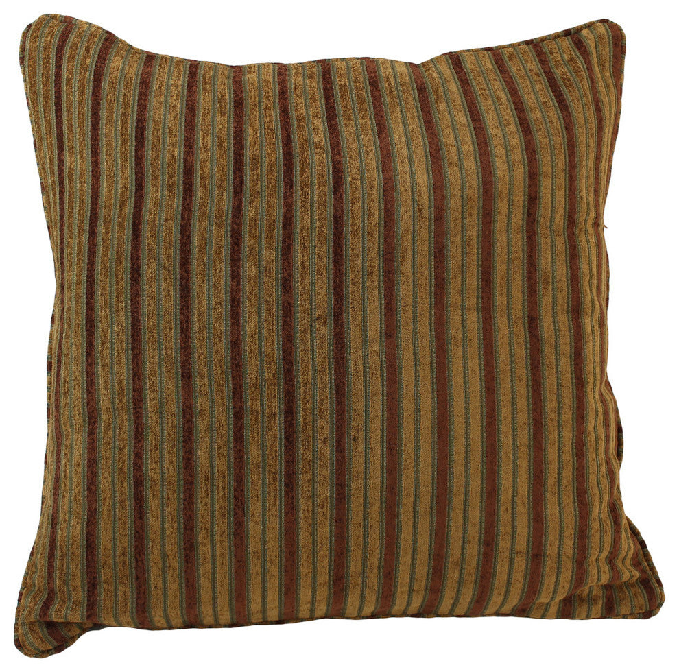 25"x25" Jacquard Chenille Pillow With Insert, Autumn Stripes