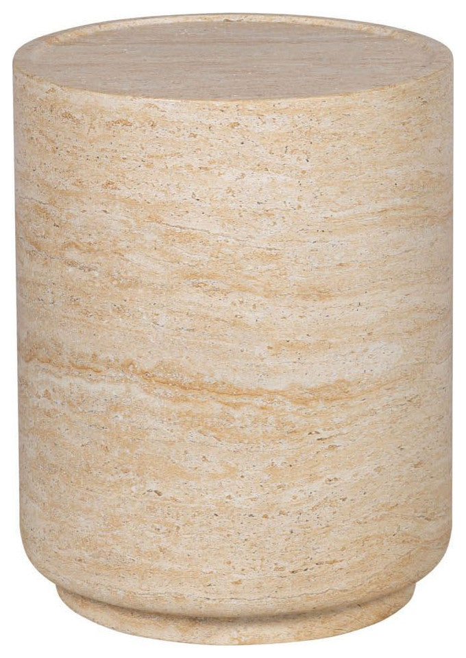 Courtyard Concrete Side Table, Light Travertine