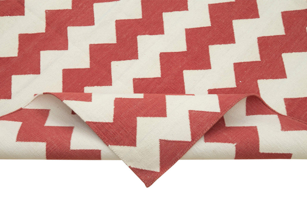Rug N Carpet - Handmade Wool 6' 0'' x 8' 10'' Geometric Dhurrie Kilim Rug