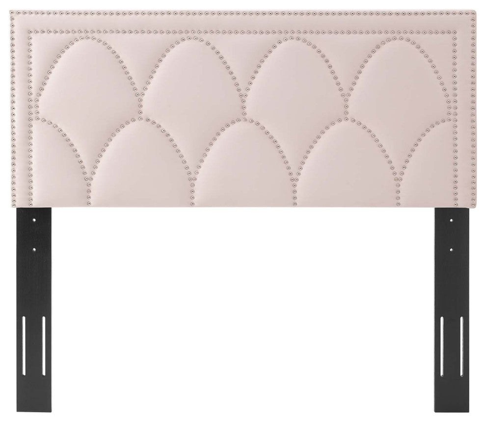 Headboard, Nailhead, Twin Size, Pink, Velvet, Modern, Bedroom Guest Suite