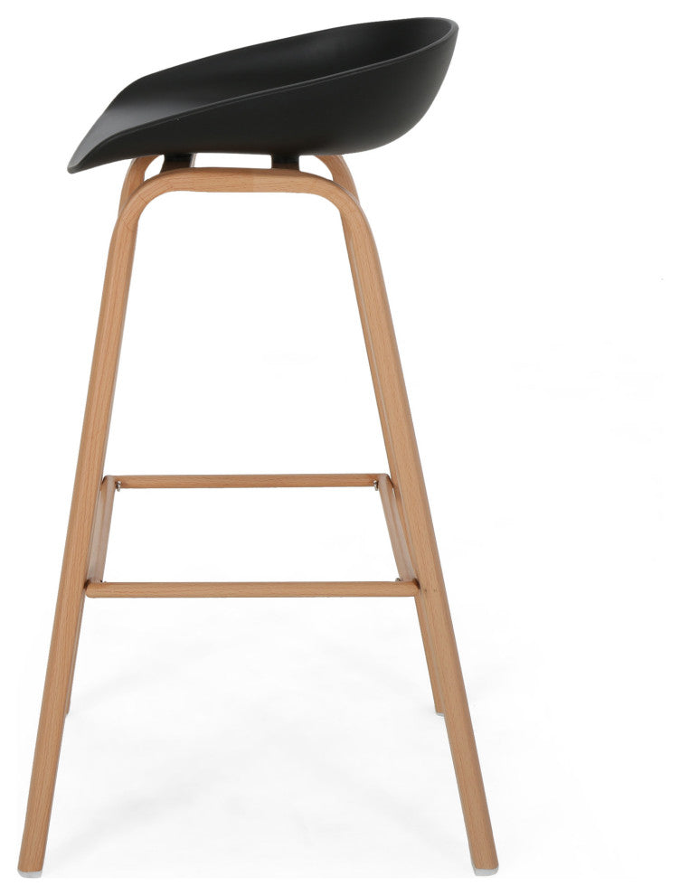 Morgan 30" Modern Barstool With Iron Legs, Set of 2, Black