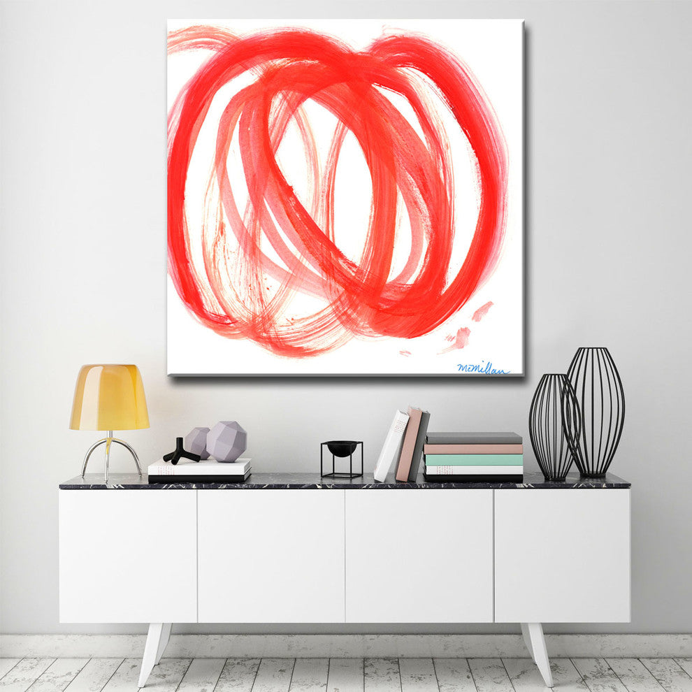 Orange Swirl I' Ready2HangArt Canvas by Leslie Owens, 40"x40"