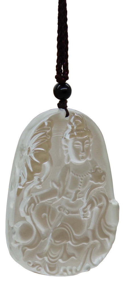 Clear Liuli Glass Kwan Yin, Bodhisattva, Goddess Of Mercy Statue Pendant