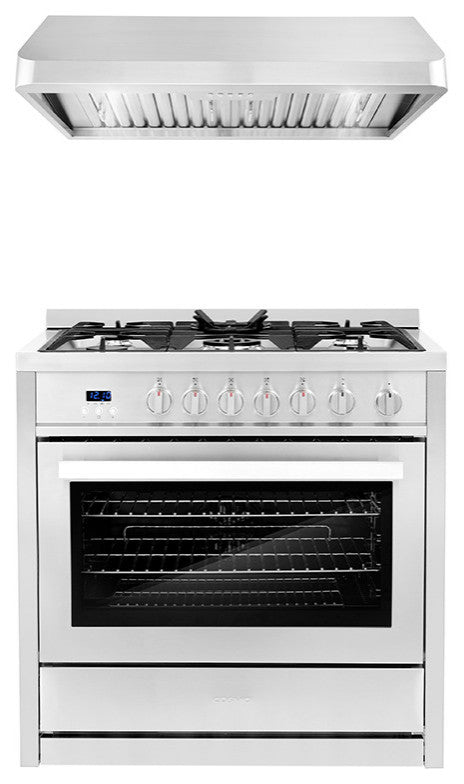 2-Piece Kitchen, 36" Gas Range and 36" Under Cabinet Range Hood