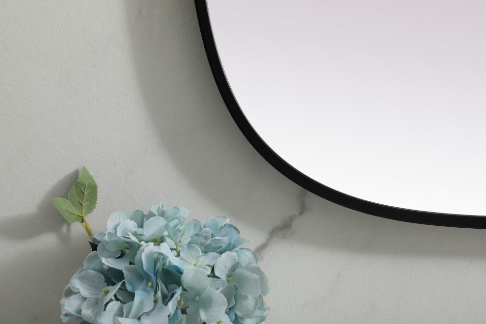 Metal Frame Oval Mirror 24X40 Inch, Black