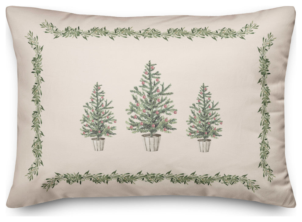 Garland Border Christmas Tree 7 20x14 Spun Poly Pillow