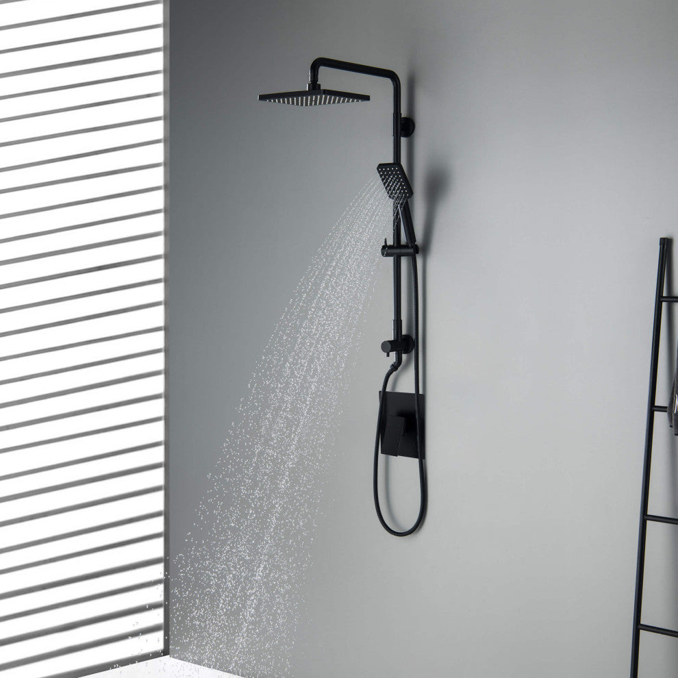 Cube Shower Column With Dual Function Shower Head, Matte Black