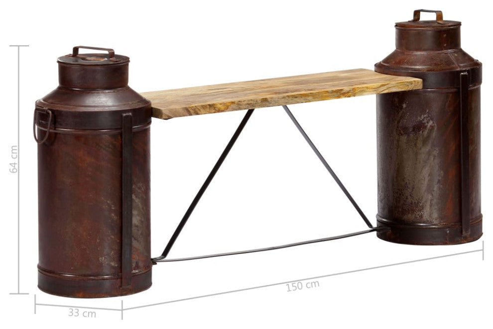 Vidaxl Milk Bottle Bench 59.1"x13"x25.2" Solid Mango Wood