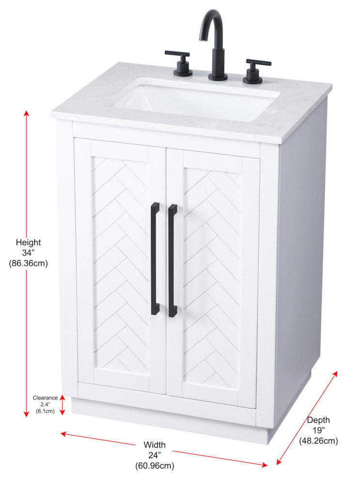 Elegant Lighting VF29024 Chase 24" - White