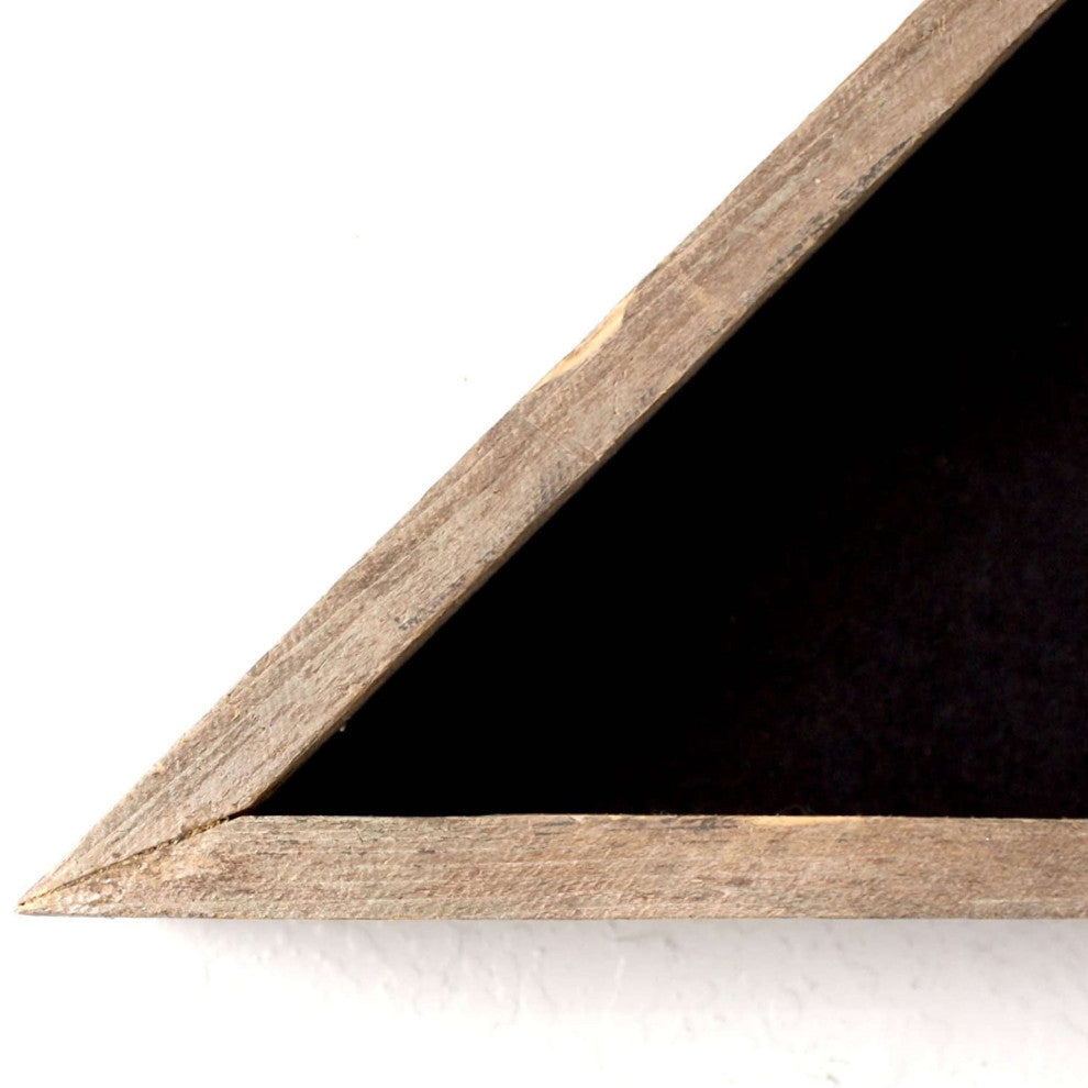 HomeRoots Rustic Weathered Grey Reclaimed Wood Triangle Wooden Display Flag Case