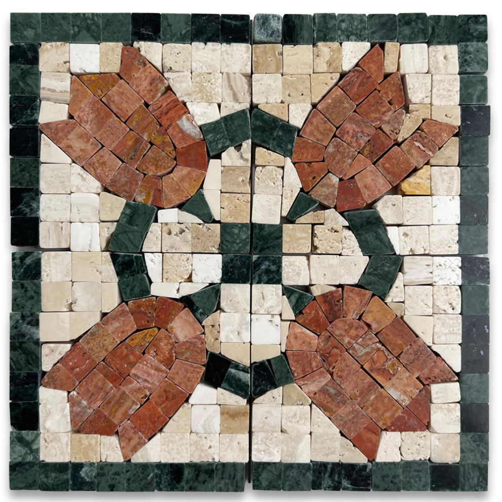 Magnifica Rose 3.1x3.1 Marble Mosaic Border Corner Tile Polished, 1 piece