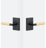 Levanto Privacy Rosette, Flat Black, Knurled Grip in Satin Brass