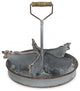 Rustic Metal 5 Slot Tray With Cow Dividers