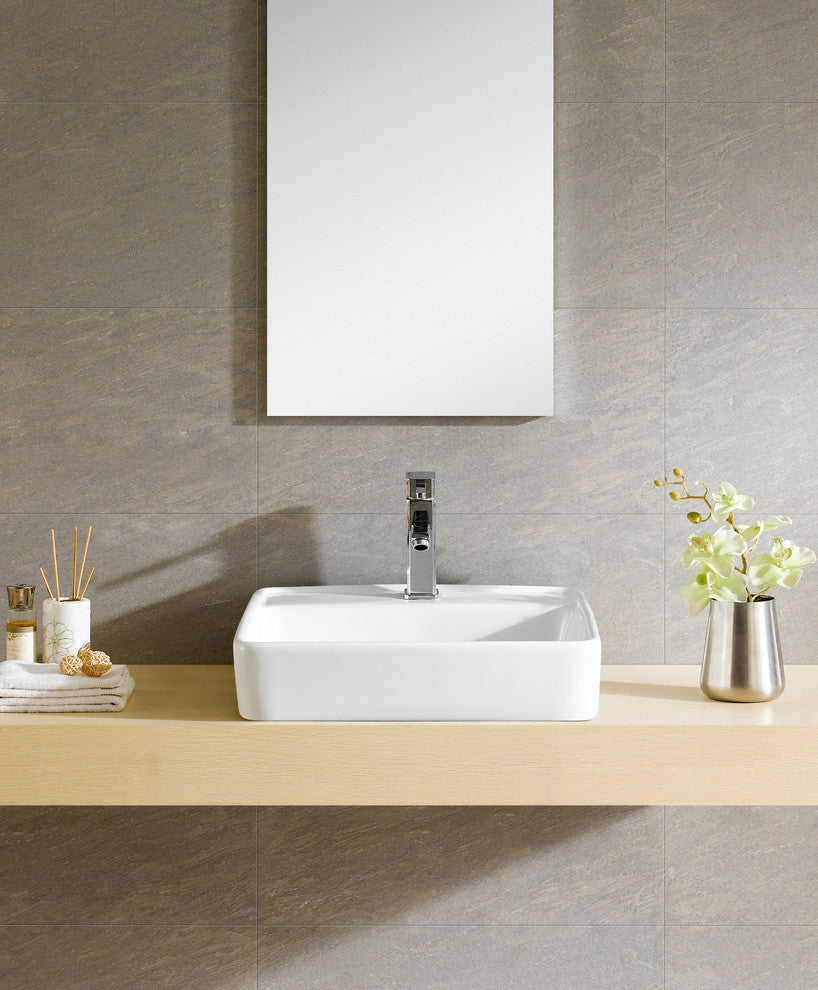 Fine Fixtures White Vitreous China Large Square Vessel Sink