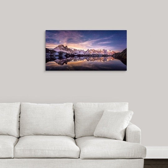 "Lac des Cheserys Panoramic" Wrapped Canvas Art Print, 36"x18"x1.5"