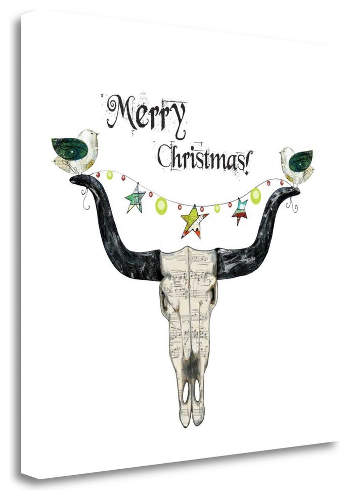 "Merry Christmas Skull" By Sarah Ogren, Giclee Print on Gallery Wrap Canvas