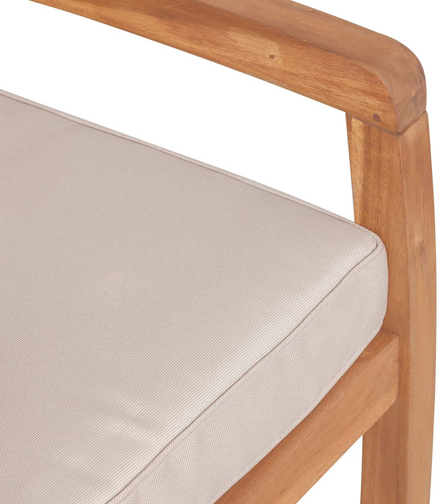 Set of 2 Patio Dining Chair, Acacia Wood Frame With UV Resistant Cushions, Brown