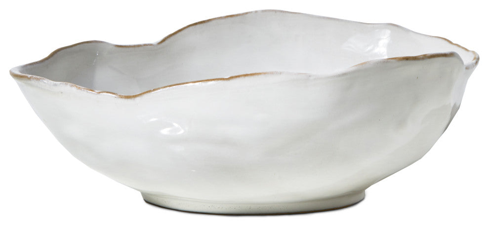 Extra Large Free-Form Edge Glazed Ceramic Bowl