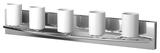 5x40W Bath Vanity Light With Chrome Finish and White Glass