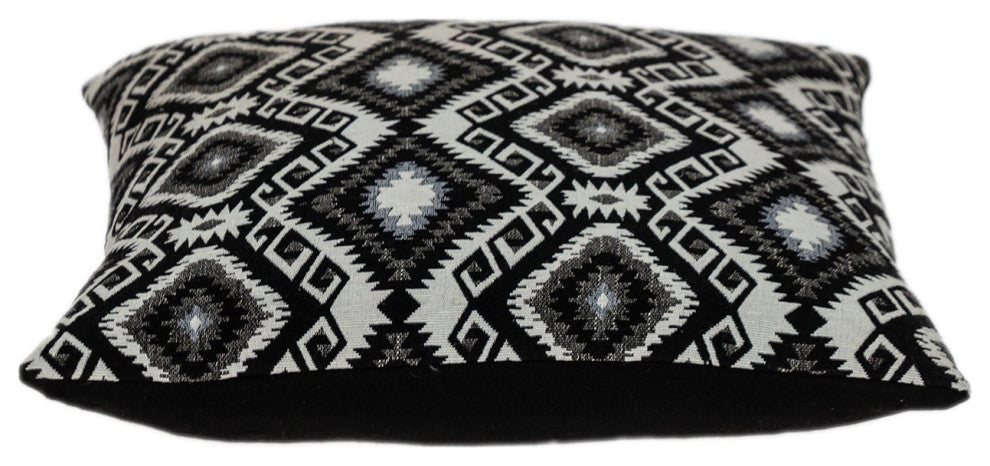 Jet Black and White Geo Throw Pillow