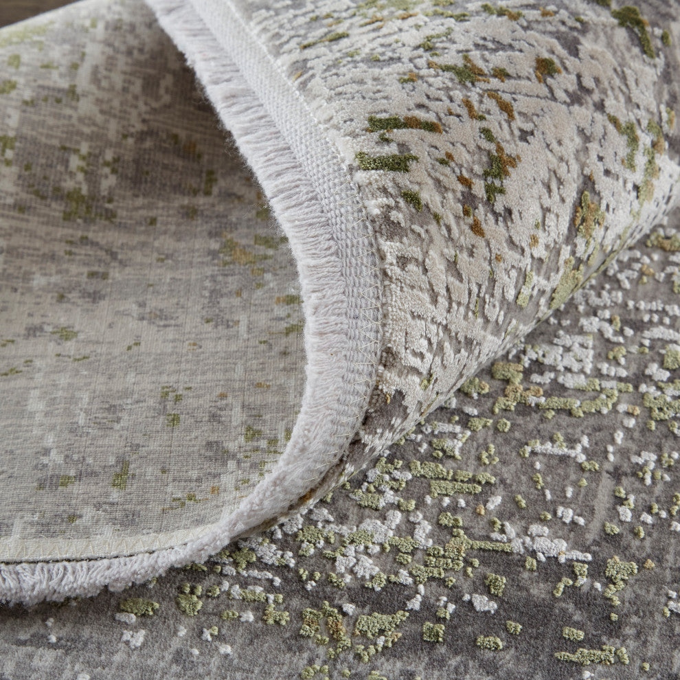 Weave & Wander Lindstra Rug, Olive Gray/Jade Green, 6ft-6in x 9ft-6in