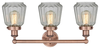Edison Chatham 3-Light 25" Vanity Light, Antique Copper With Matte White Shade