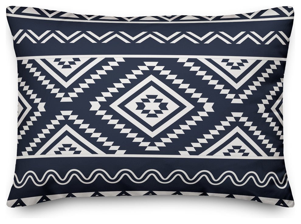 Navy Tribal Pattern 14x20 Lumbar Pillow