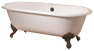 Cheviot Products Regal Cast Iron Bathtub, White Interior, White Exterior