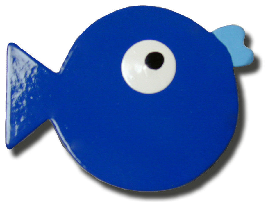 Puffer Fish Wooden Drawer Pull, Dark Blue