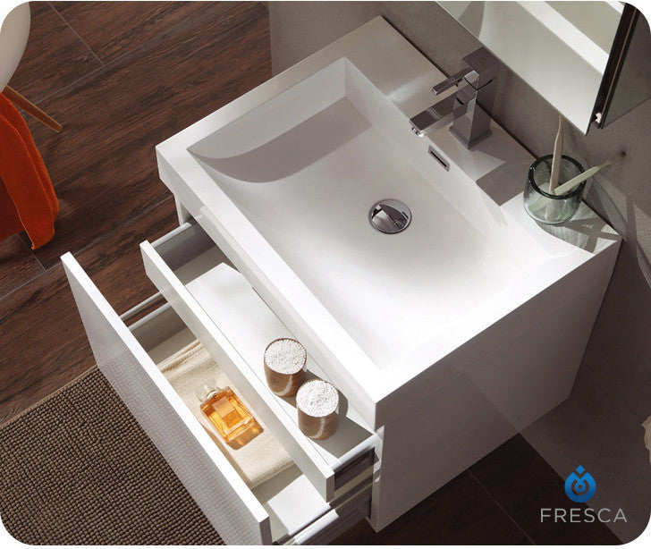 Nano White Modern Bathroom Vanity With Medicine Cabinet, FFT3111BN