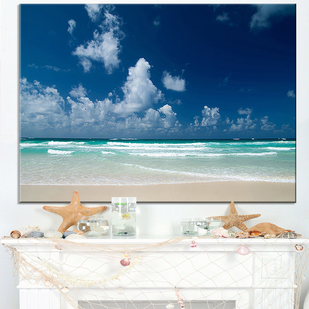 "Bright Blue Sky on Winter Day" Seashore Canvas Print, 32"x16"
