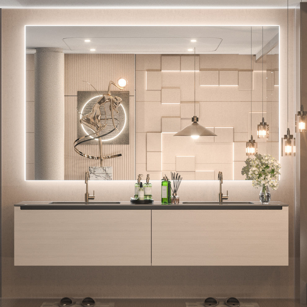Backlit LED Mirror for Bathroom, Anti-Fog Dimmable, Silver, 24x40