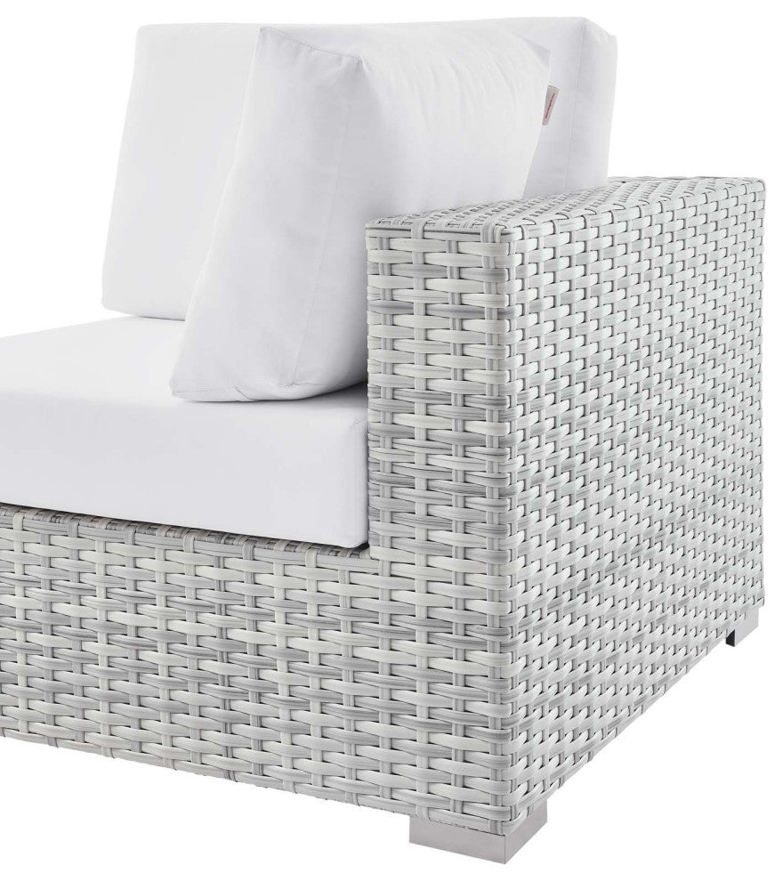 Lounge Sectional Sofa Chair Set, Rattan, Wicker, Gray White, Outdoor
