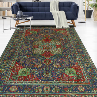 Fine Vintage Distressed Raedpath Navy/Beige Rug, 6'9 x 9'6