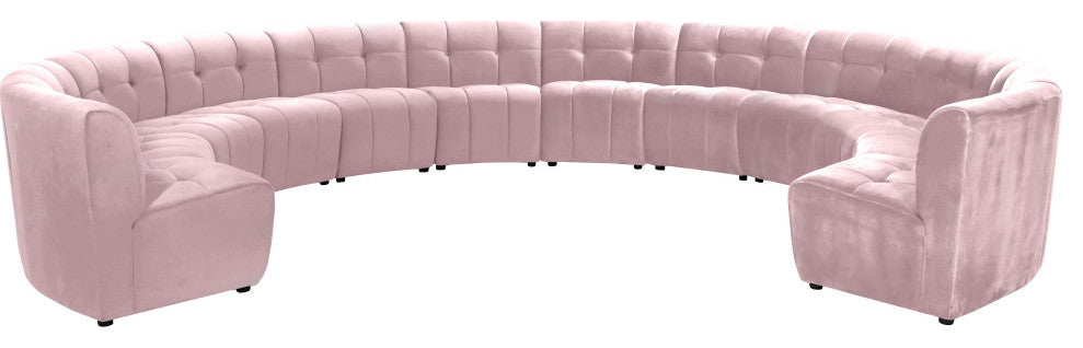 Limitless Velvet Upholstered 12-Piece Modular Sectional, Pink