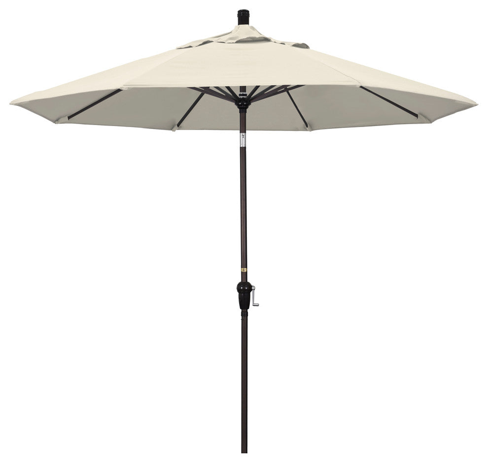 9' Bronze Auto-Tilt Crank Aluminum Umbrella, Beige Olefin