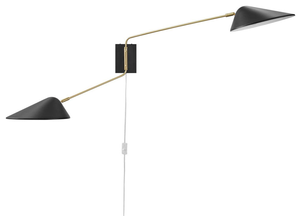 Sconce Wall Lamp Light Fixture, Black, Metal, Modern Cafe Bistro Hospitality