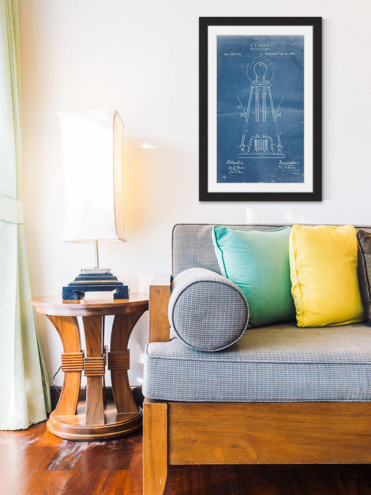 "Edison Light 1881 Blueprint" Framed Painting Print