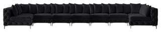 Tremblay Velvet Upholstered 9-Piece Modular U-Shaped Sectional, Black