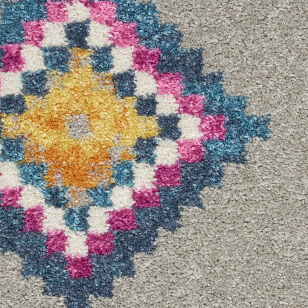 8" x 10" Gray and Multicolor Geometric Area Rug