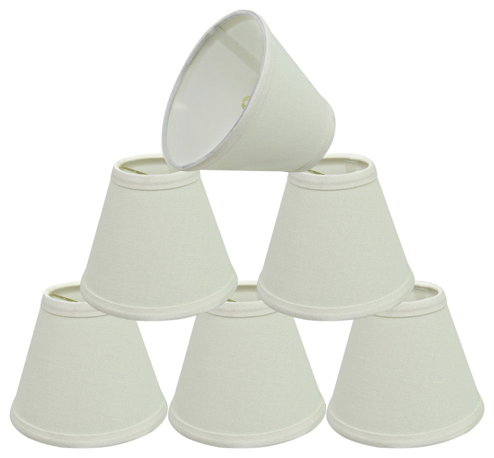 32045-6 Hardback Empire Chandelier Clip On Lamp Shade Vanilla Linen 3"x6"x5"