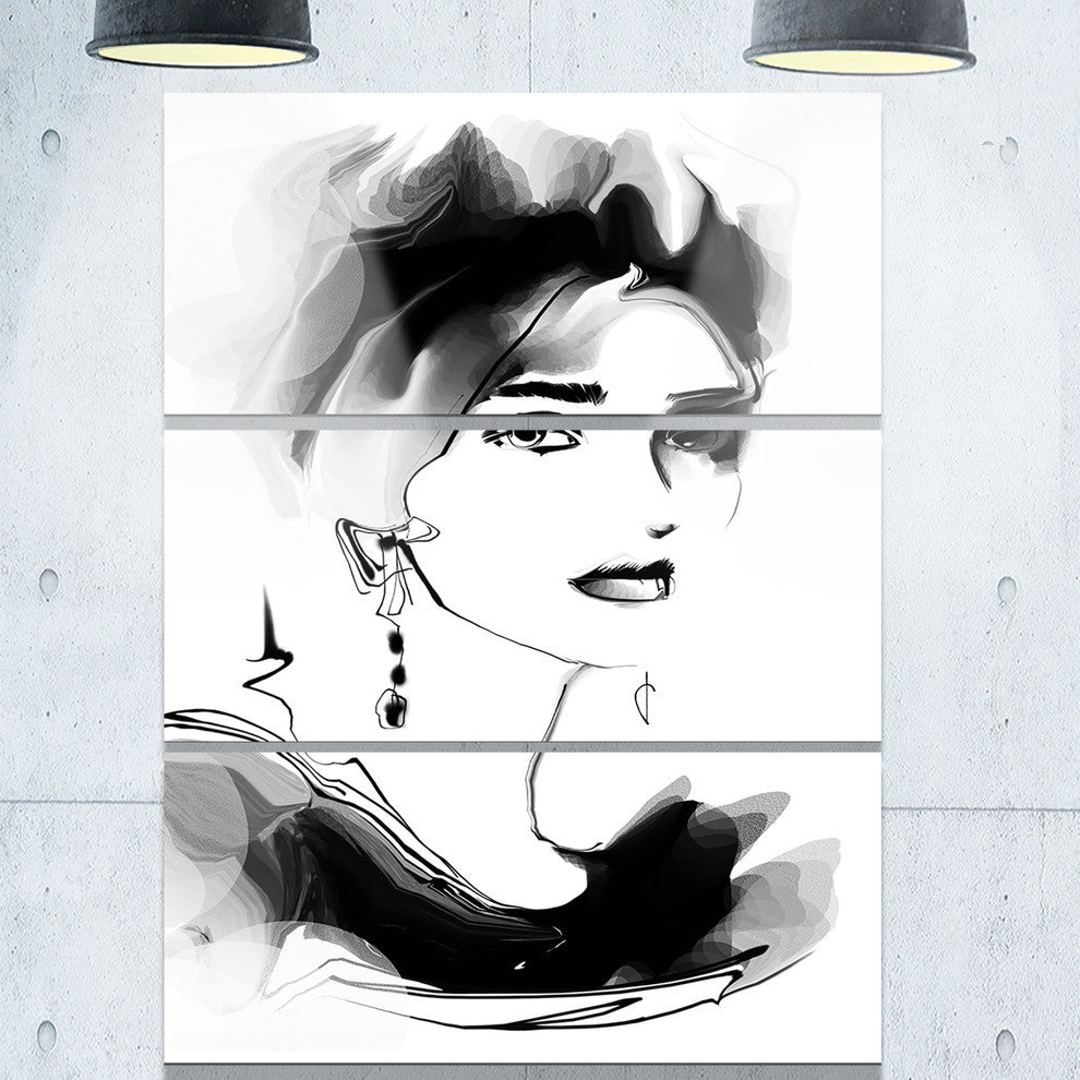 "Pretty Woman Black" Digital Metal Wall Art, 3 Panels, 28"x36"