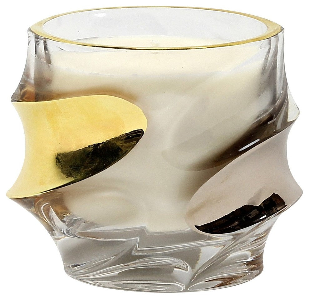 Crystal Candles, Unscented In Crystal Cup Gold And Platinum Hand Decorated