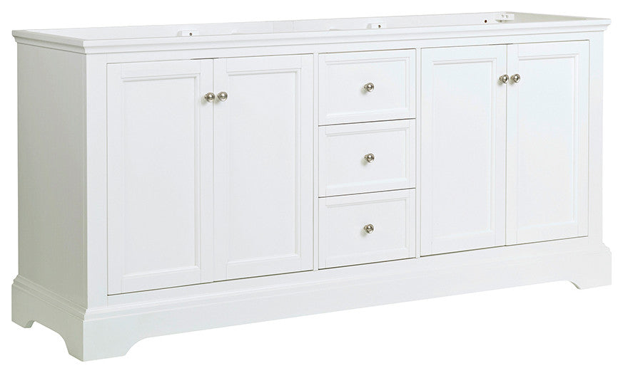 Windsor Matte White Traditional Double Sink Bathroom Cabinet, 72"