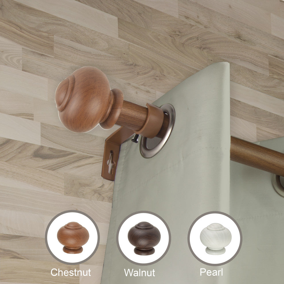 Pola 1" Diameter Curtain Rod, Chestnut, 48-84"