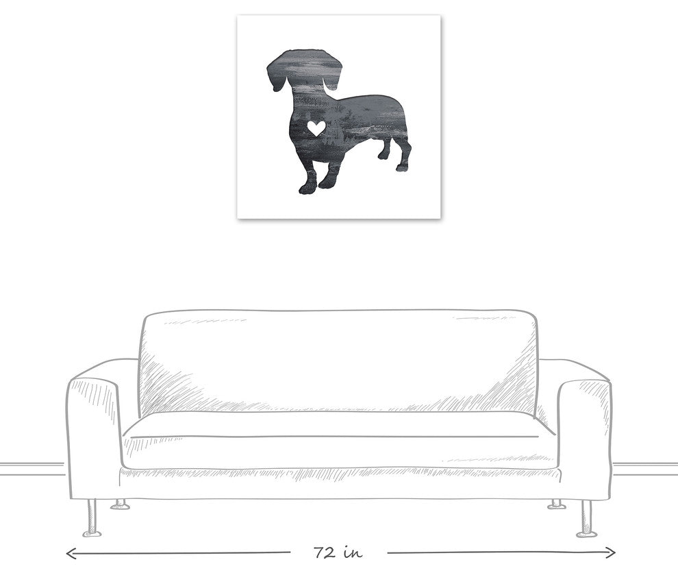 Designs Direct Creative Group Ink Silhouette Dachshund 30x30 Canvas Wall Art